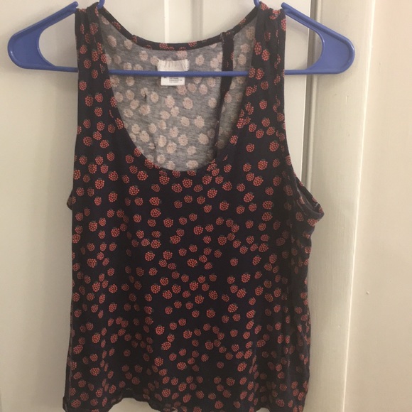 Dark blue w/strawberry pattern crop top - Picture 5 of 5